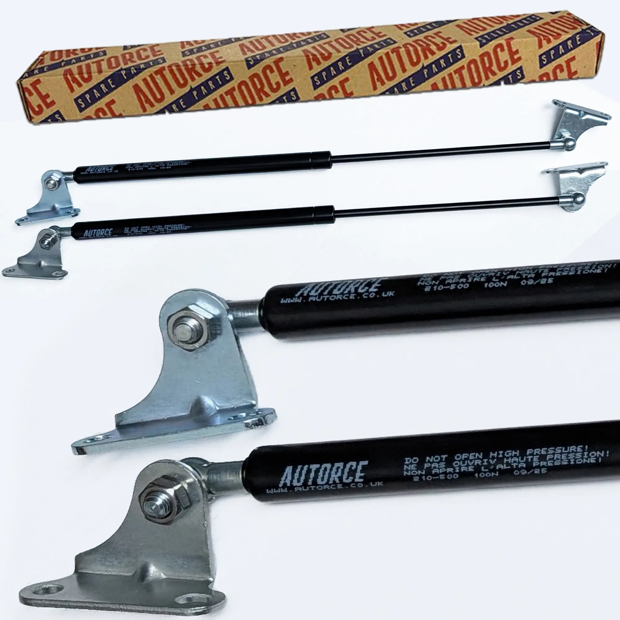 Heavy duty 100N gas strut set of 2 with mounting brackets, 500mm open length and M6 ball joints, ideal for automotive, caravan and toolbox lids – AUTORCE