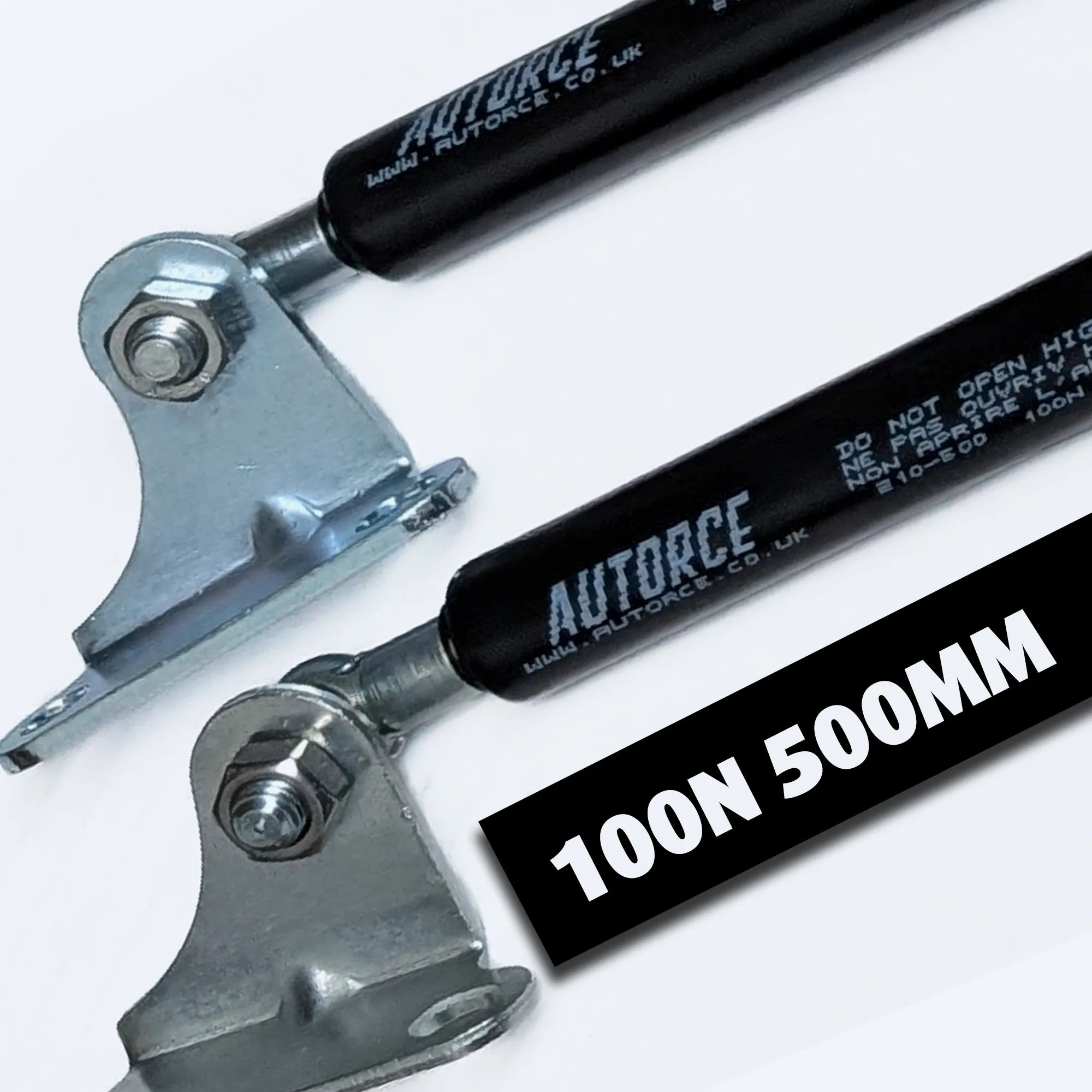AUTORCE 100N gas lift struts set for doors, lids and storage compartments, includes 2 gas springs and 4 M6 bracket fittings, 500mm open length