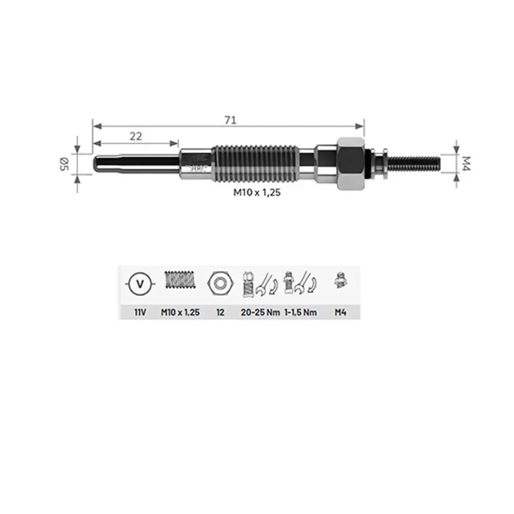 4 Pcs Heater Glow Plugs For Nissan Patrol GR V Off-Road - 110654P400 | AUTORCE