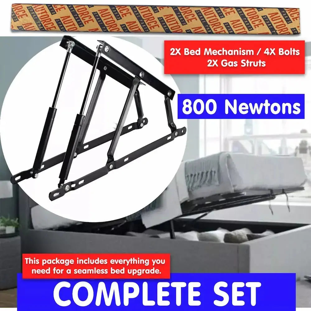 2X Ottoman Bed Lift Up Mechanism & Gas Struts 800N Set | AUTORCE