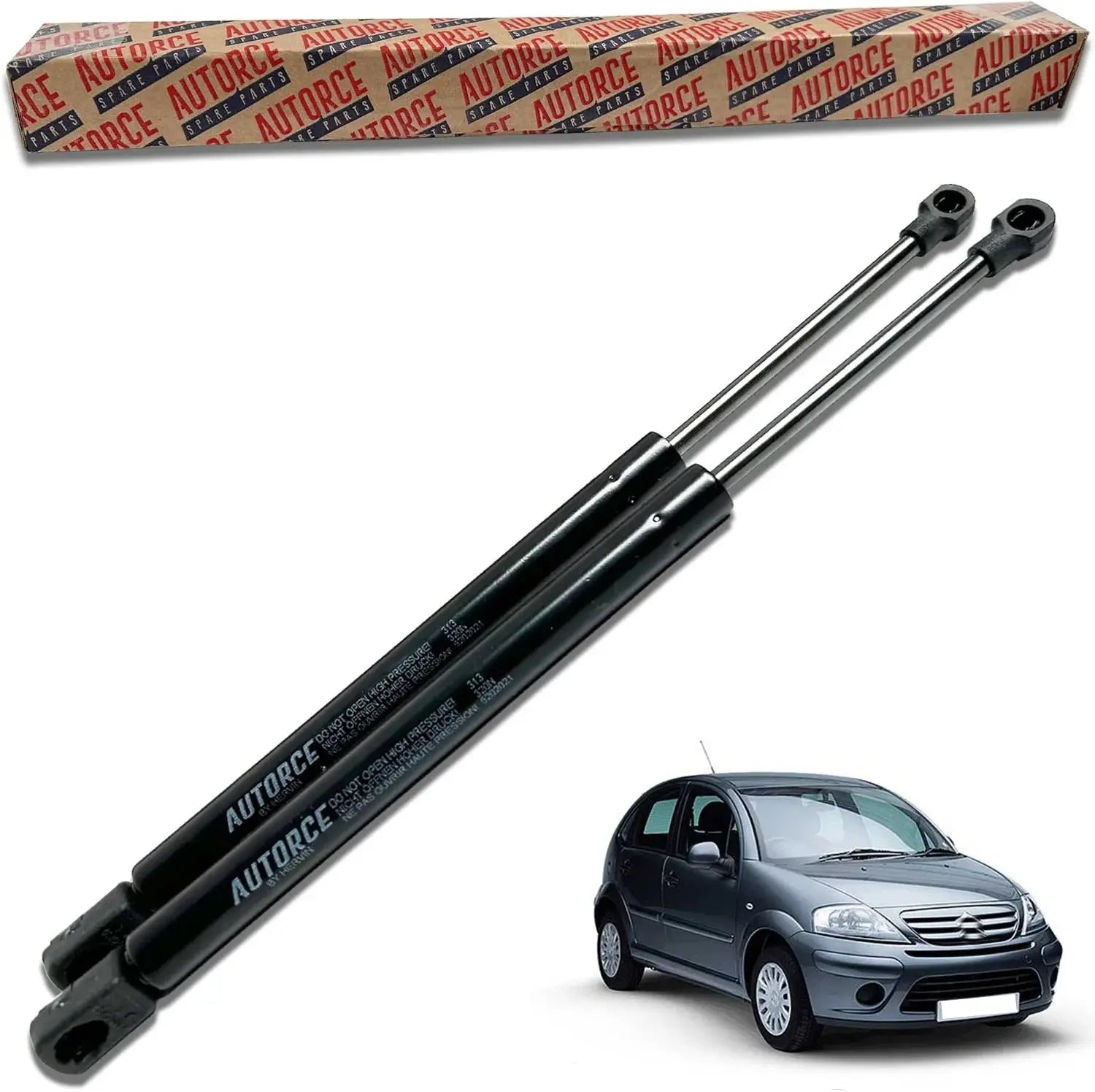 2 Pcs Rear Tailgate Boot Gas Struts For Citroen C3 Hatchback MK1 (2002 - Onwards) 420 (N) 445 MM - 8731.G3, 96398538801 | AUTORCE