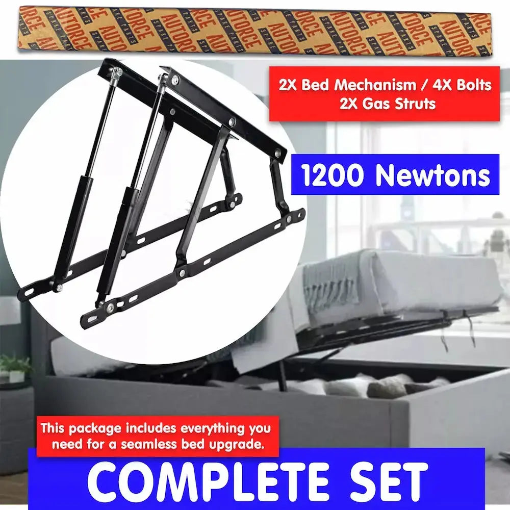 2X Ottoman Bed Lift Up Mechanism & Gas Struts 1200N Set | AUTORCE