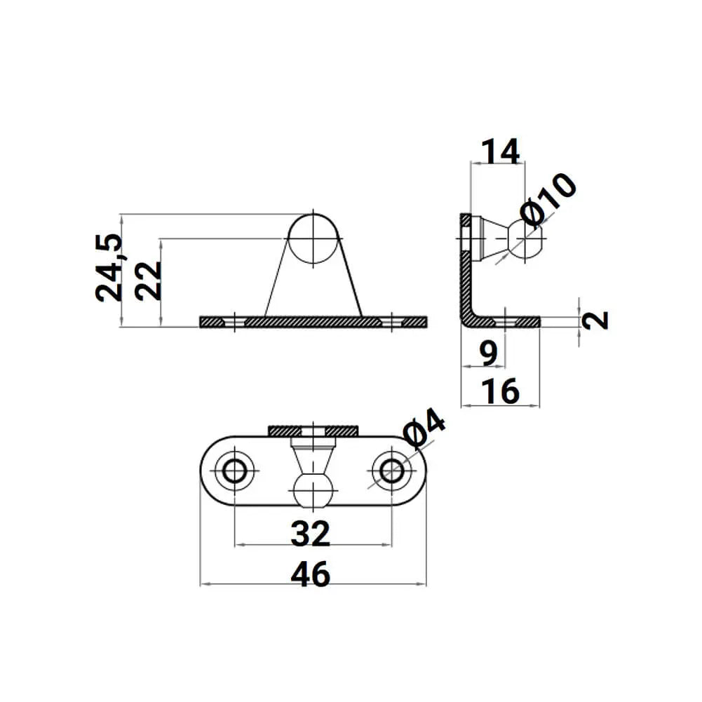 4X M6 Ball L Type Bracket - Gas Spring Lift Support Mounting Brackets 10mm Ball Stud | AUTORCE
