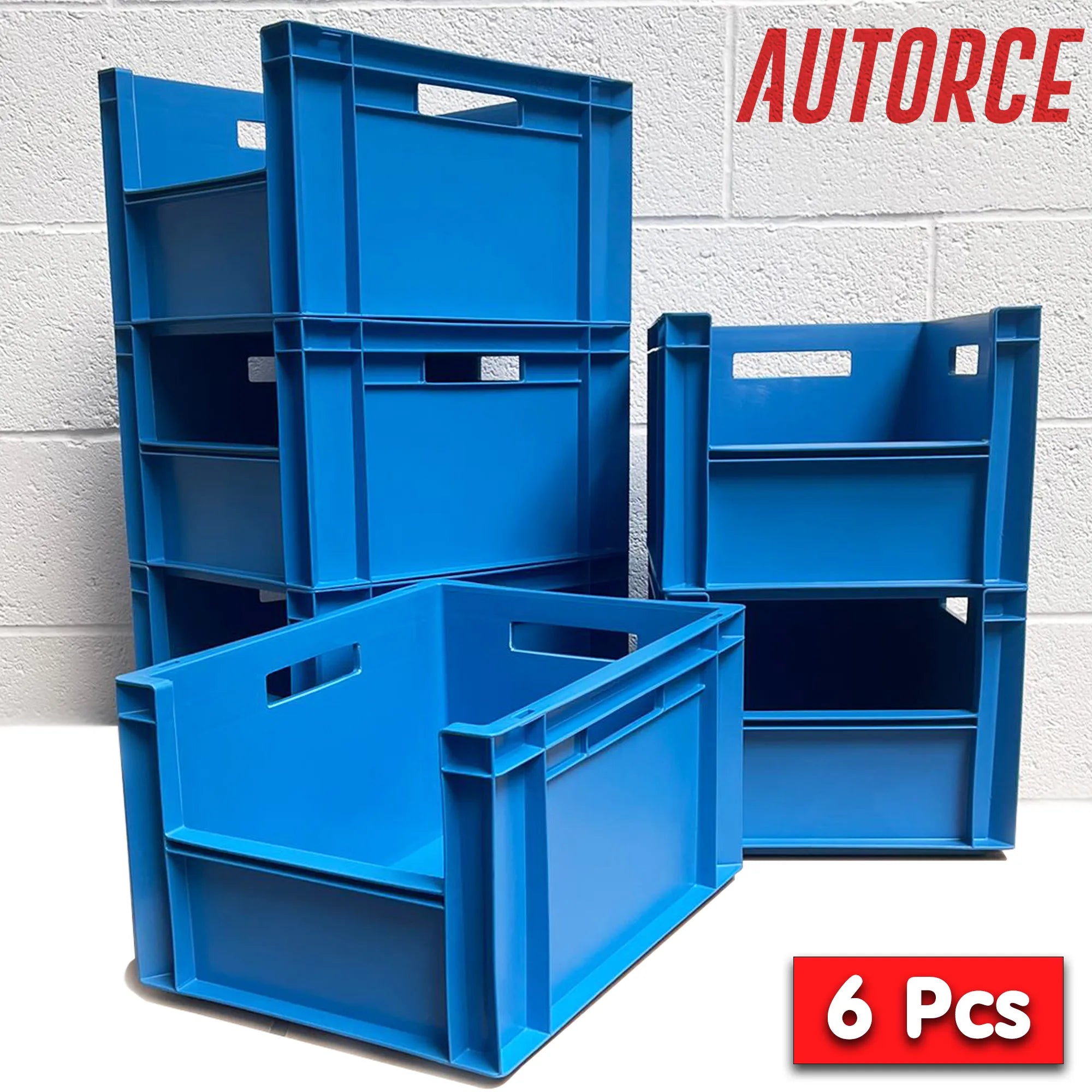 6x 20L Open Front Industrial Storage Box (300x400x230mm) Blue | AUTORCE