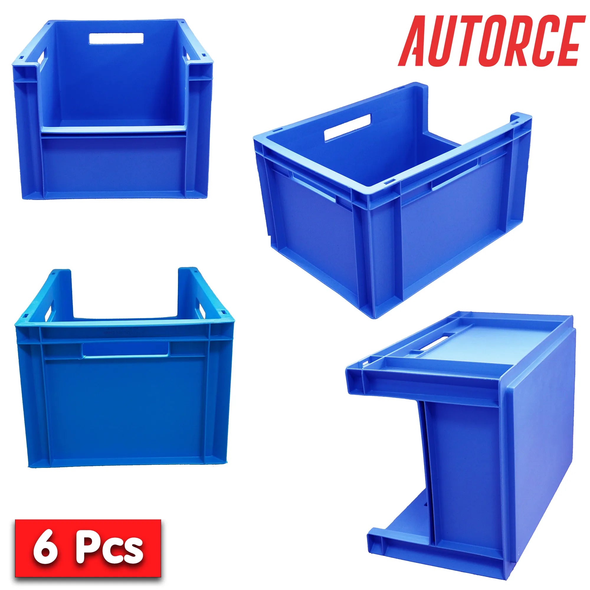6x 20L Open Front Industrial Storage Box (300x400x230mm) Blue | AUTORCE