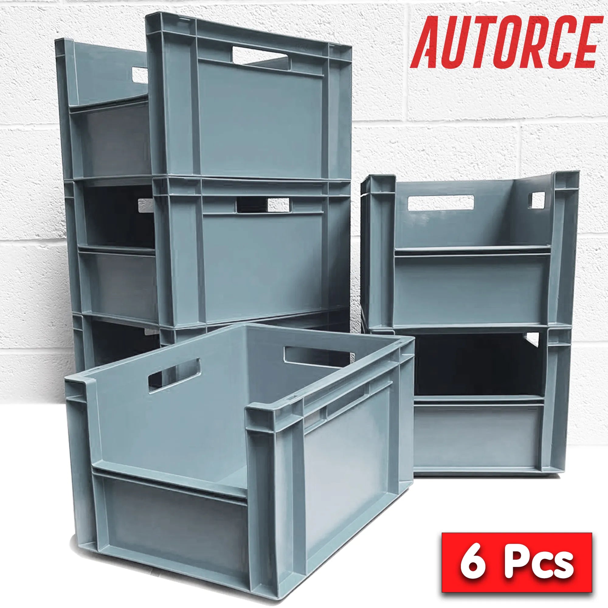 6x 20L Open Front Industrial Storage Box (300x400x230mm) Grey | AUTORCE