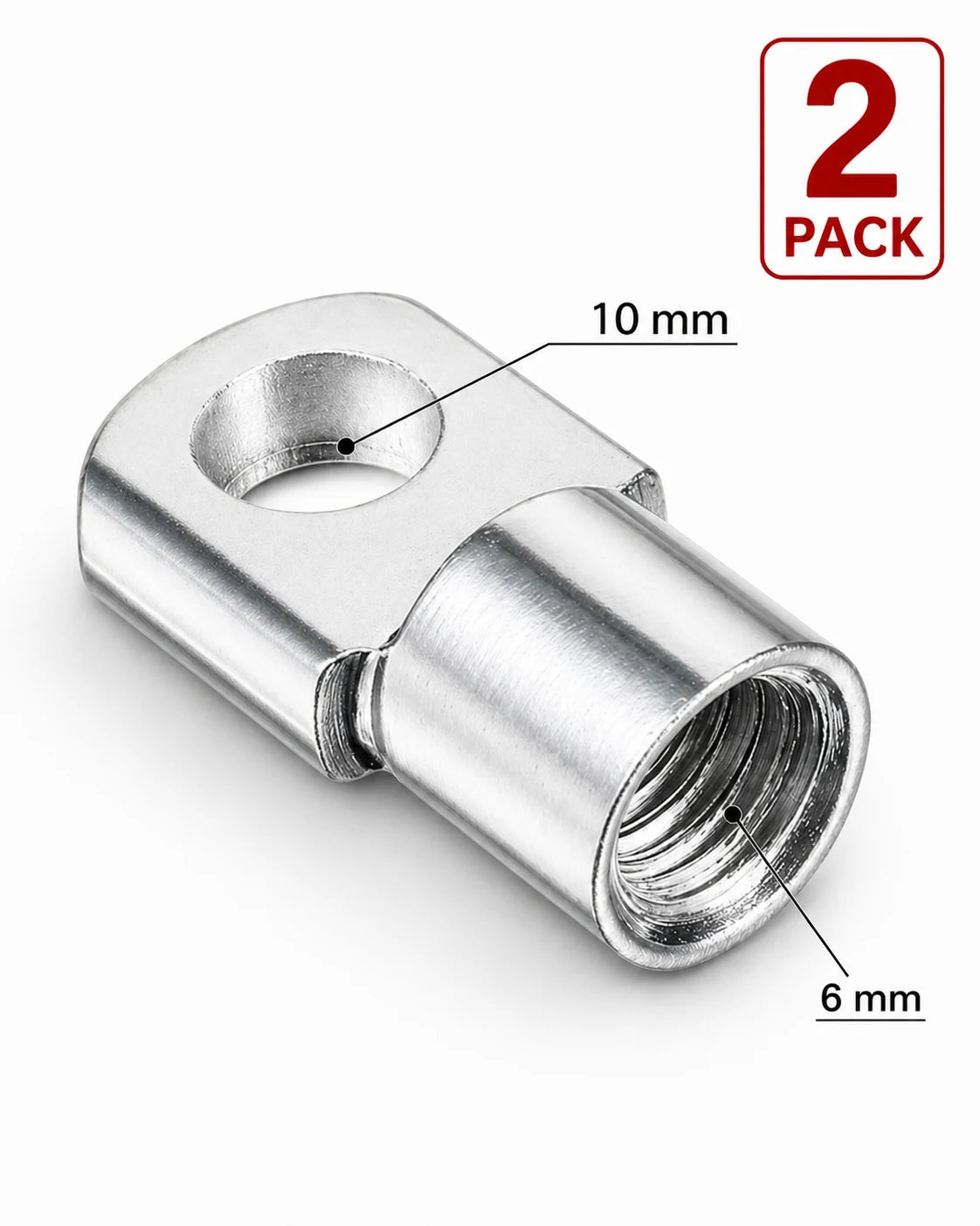 M6/M10 eyelet end fitting for gas struts – pack of 2