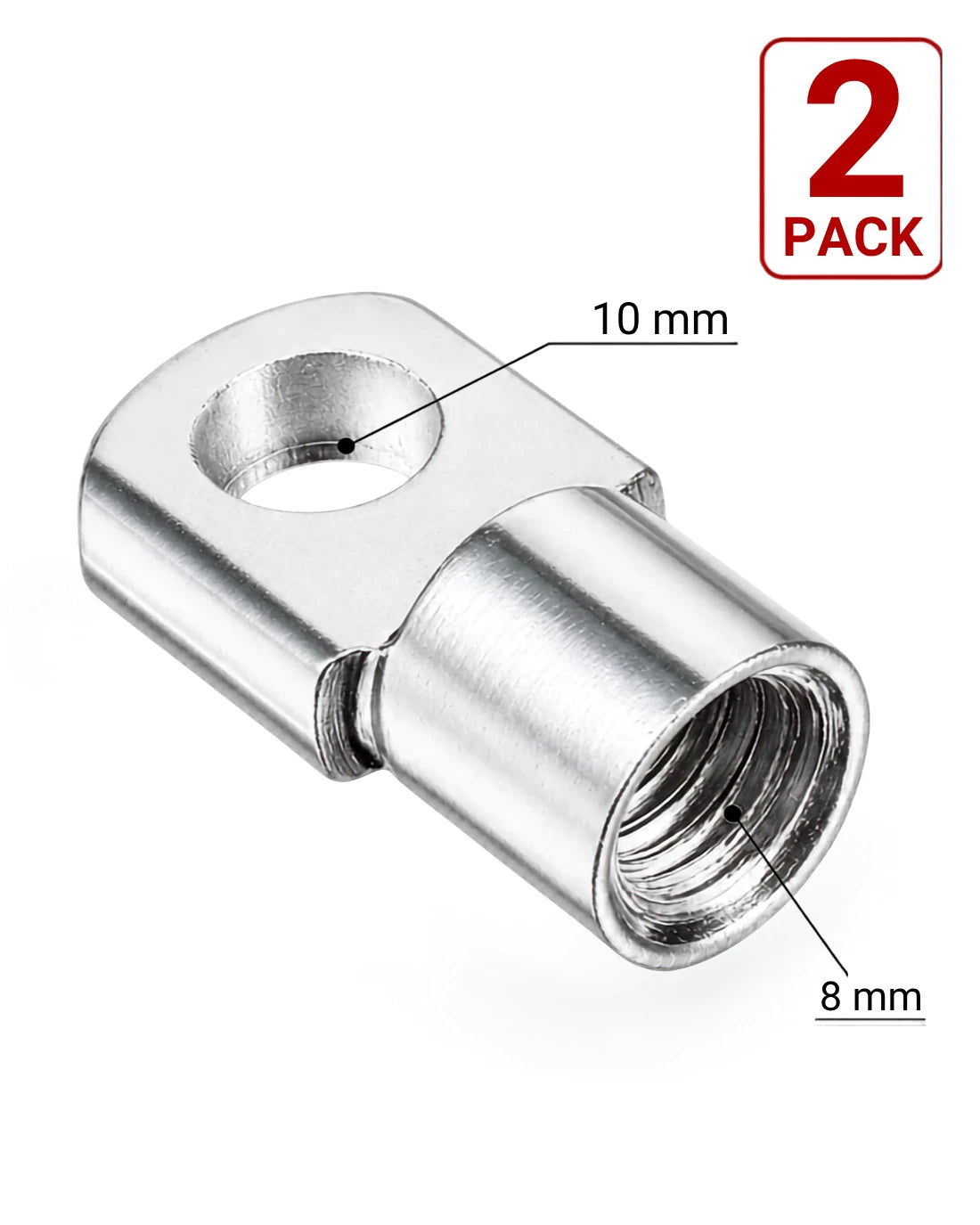Eyelet End Fitting for Gas Struts – M8 Piston / M10 Bracket | 2 Pack