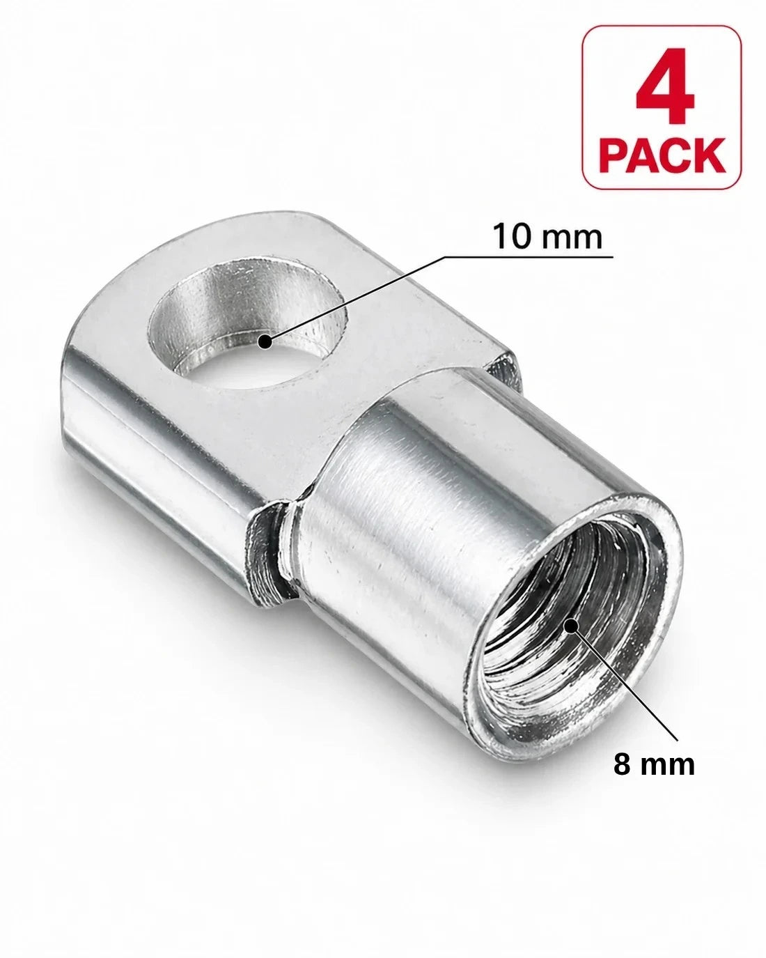 Eyelet End Fitting for Gas Struts – M8 Piston / M10 Bracket | 4 Pack