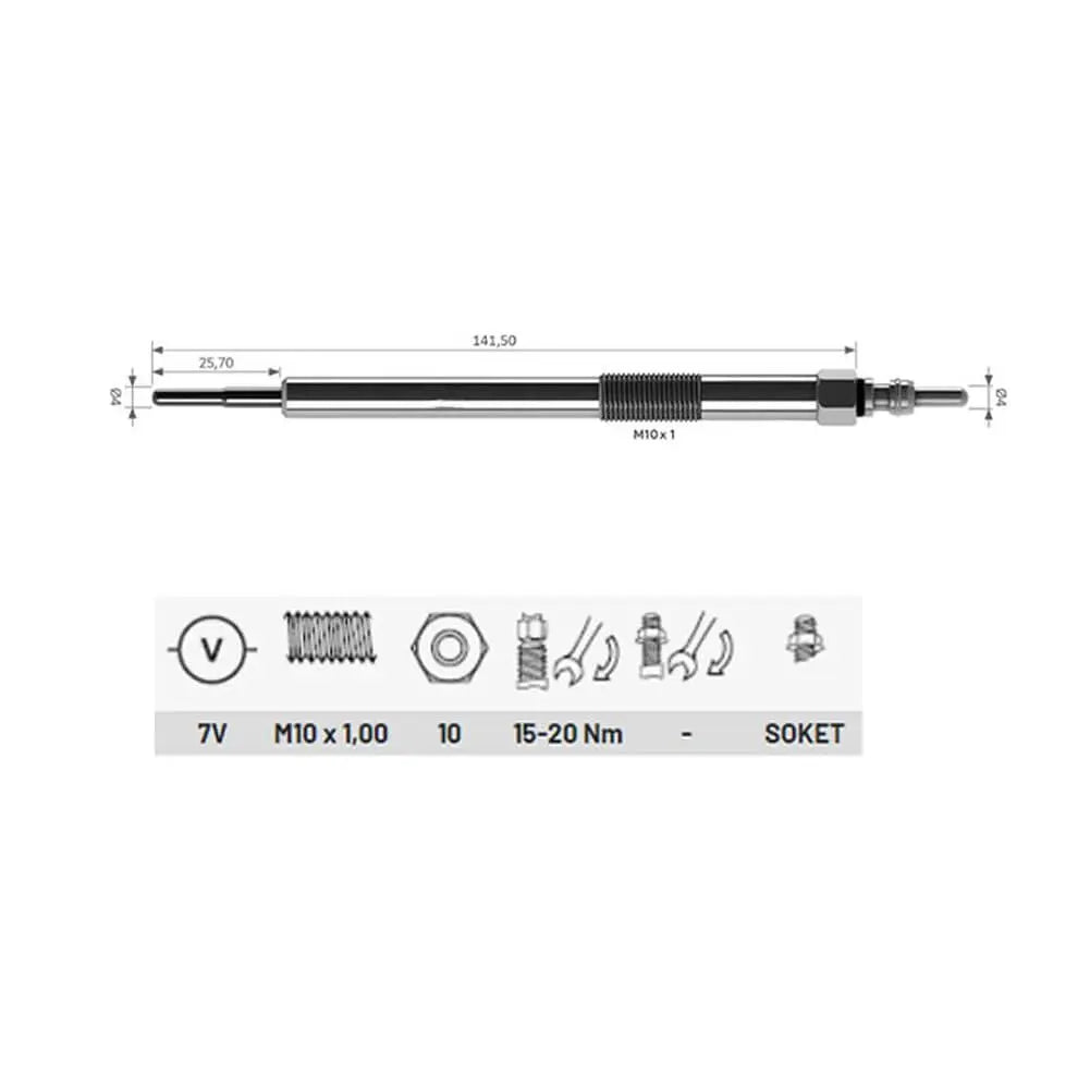 4 Pcs Heater Glow Plugs For Vauxhall Vivaro Movano Mk2 2.0 CDTI, 2.3 CDTI (2006 - Onwards) 93161575 | AUTORCE
