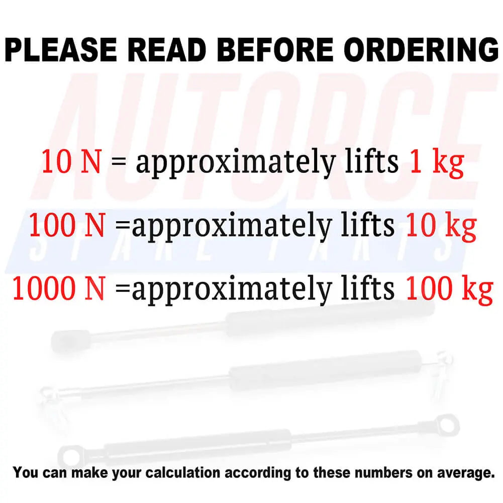 1000N - Universal Gas Struts Springs 200-1000MM Multi Purpose - Ball, Eyelet, Ball Joint | AUTORCE
