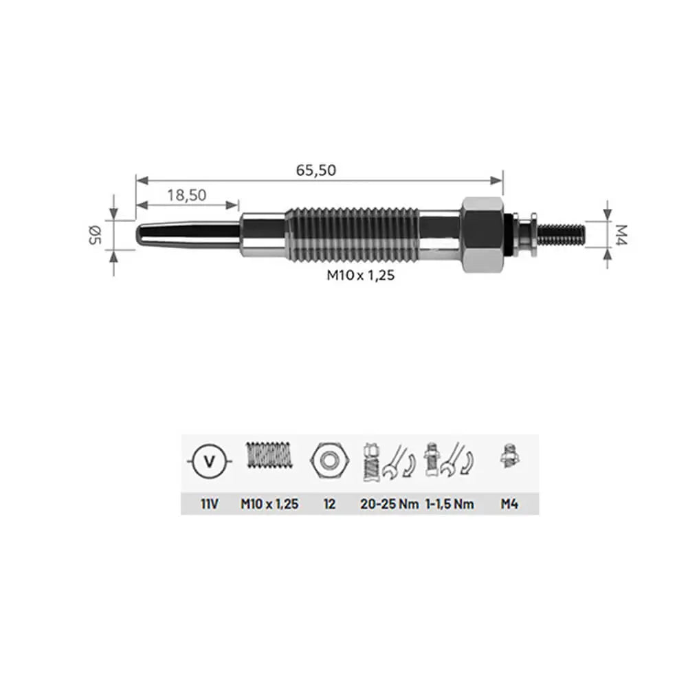 4 Pcs Heater Glow Plugs For Nissan Urvan Pick Up Patrol GR Cabstar (1988 - Onwards) 1106563G00, 1106543G01 | AUTORCE