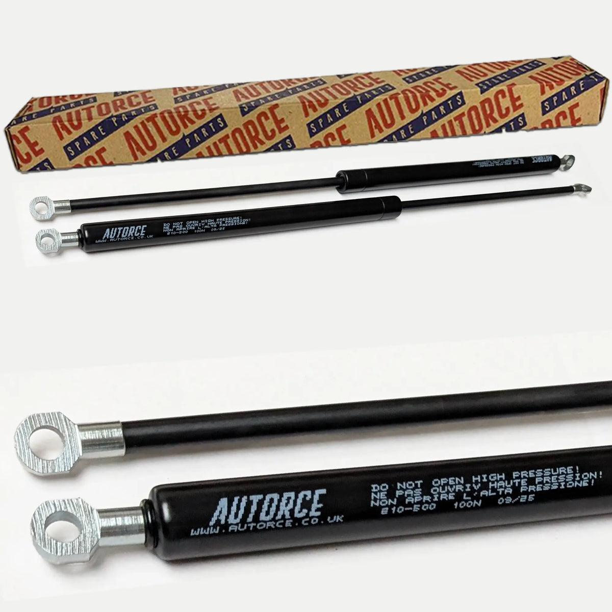 100N gas strut pair with M6 eyelet ends, set of 2 heavy duty lift support gas springs