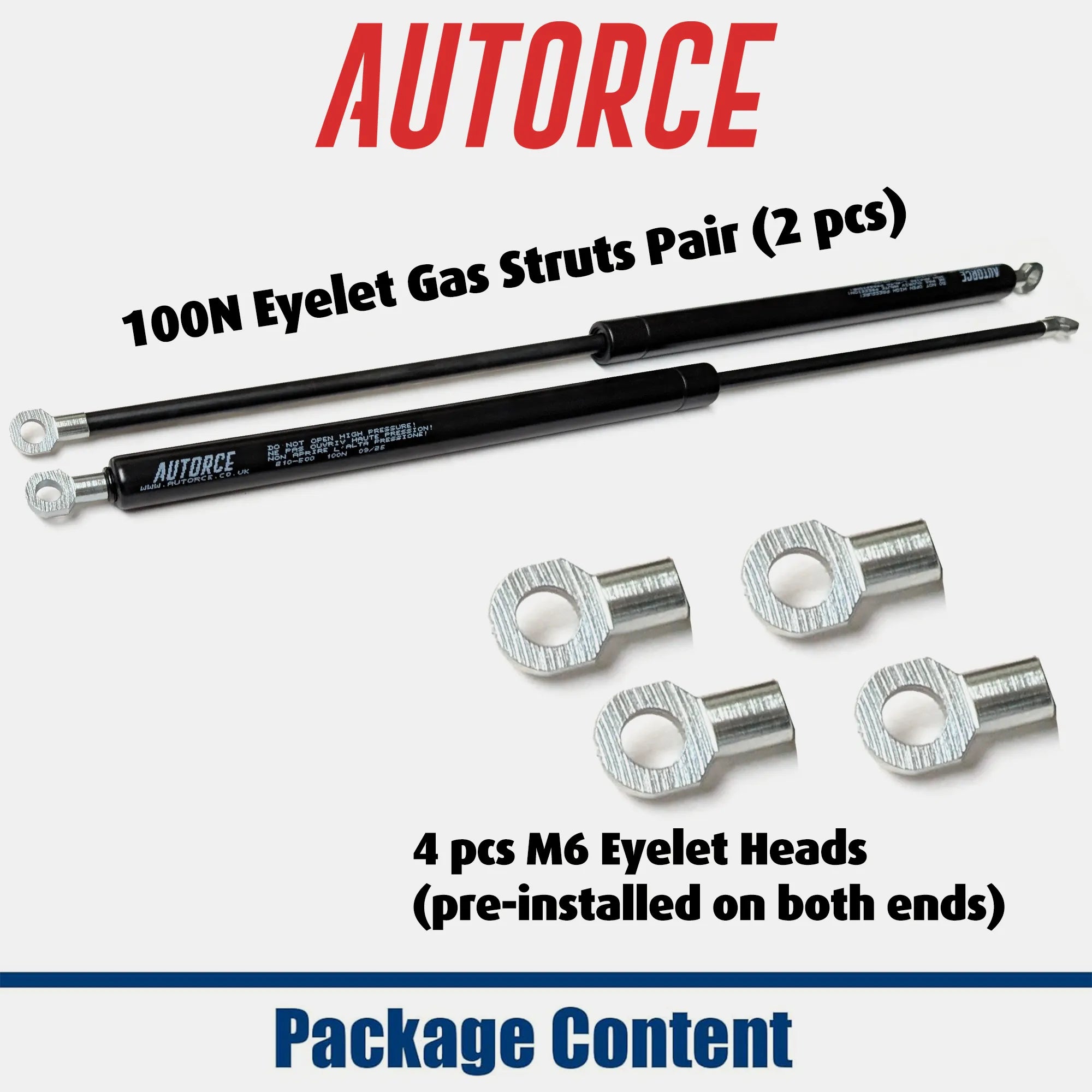 Gas strut pair for cabinet doors, ottoman beds, storage boxes and hatch openings