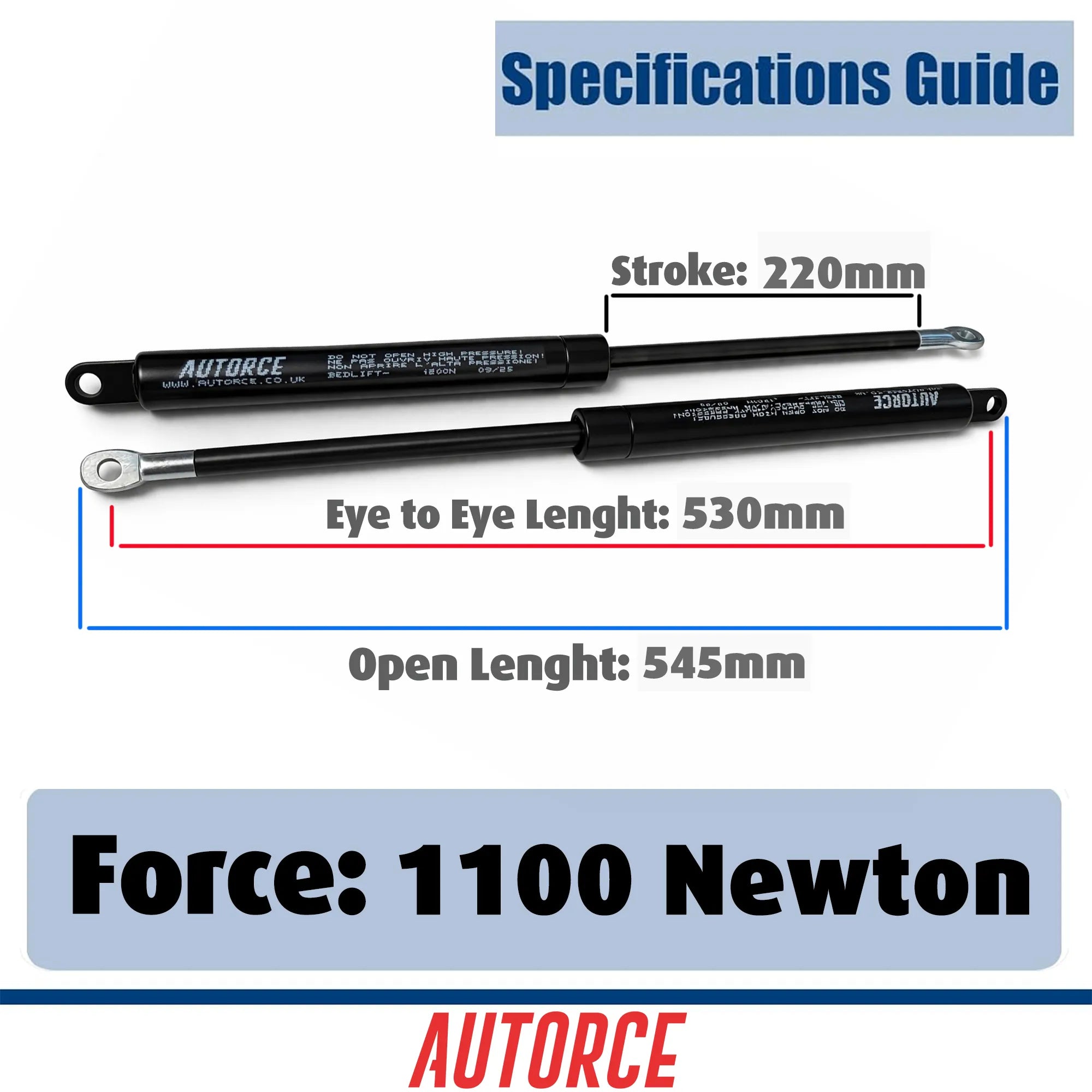 1100N Powerful Lift Assistance | 540mm Open Length Design