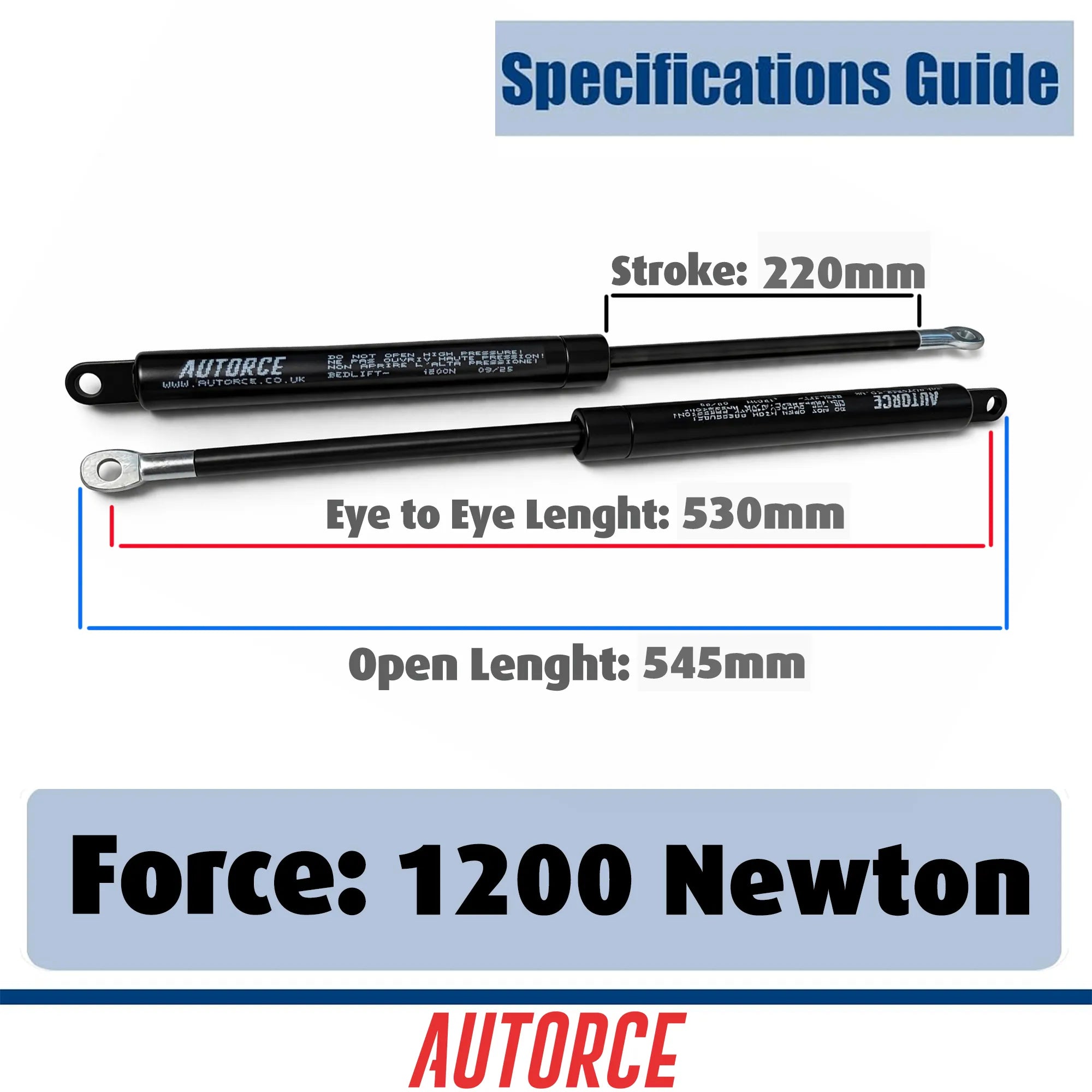 1200N Powerful Lift Assistance | 540mm Open Length Design