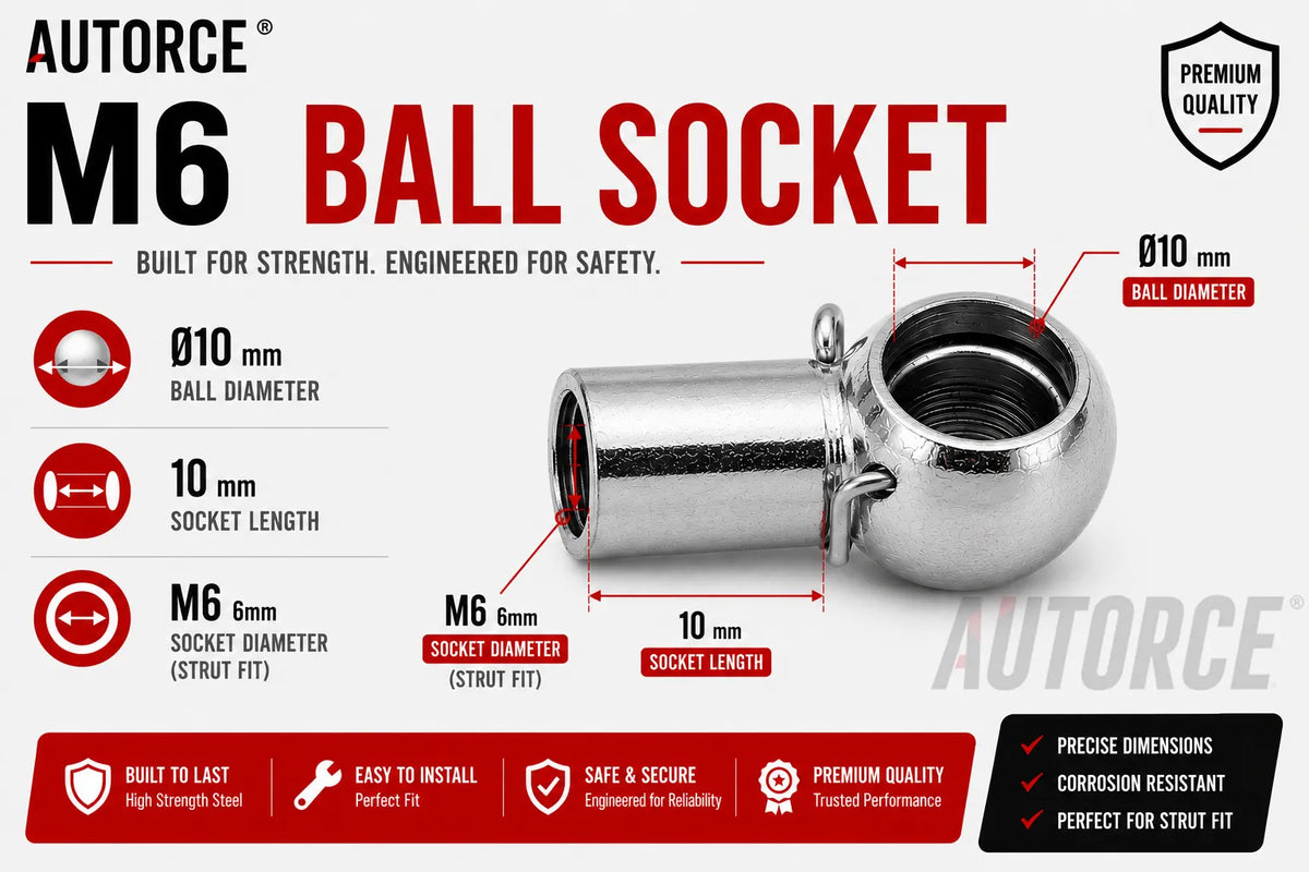 AUTORCE 200N Heavy Duty Gas Strut Pair with M6 Ball Heads and 400mm Open Length 160mm Stroke