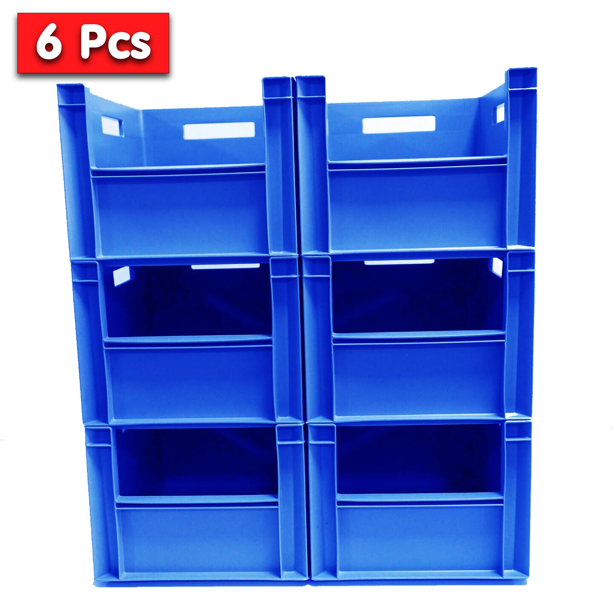 6x 20L Open Front Industrial Storage Box (300x400x230mm) Blue | AUTORCE