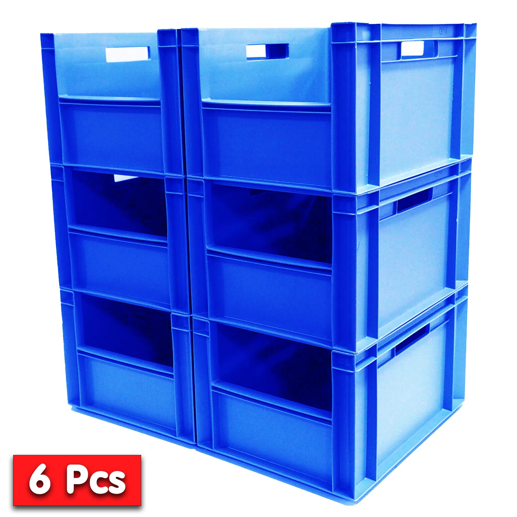 6x 20L Open Front Industrial Storage Box (300x400x230mm) Blue | AUTORCE