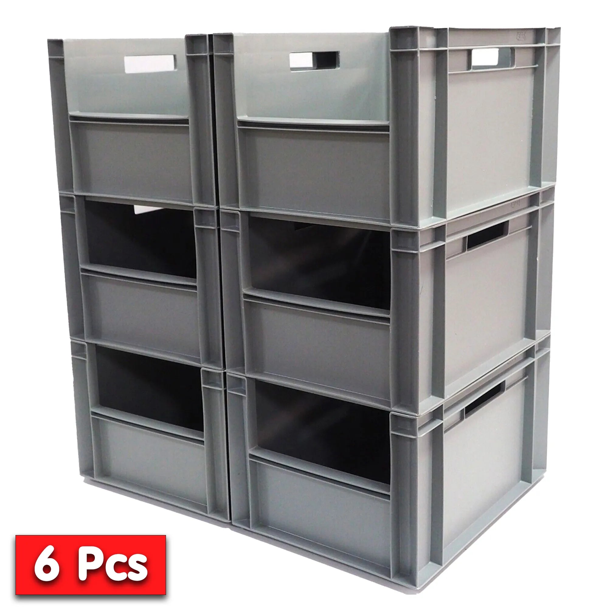 6x 20L Open Front Industrial Storage Box (300x400x230mm) Grey | AUTORCE