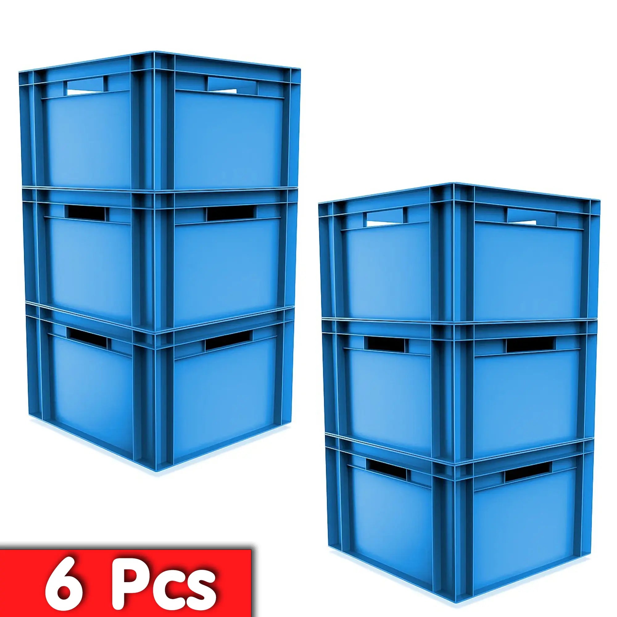 6x 20L Industrial Plastic Storage Euro Crate Box (300x400x230mm) Blue | AUTORCE