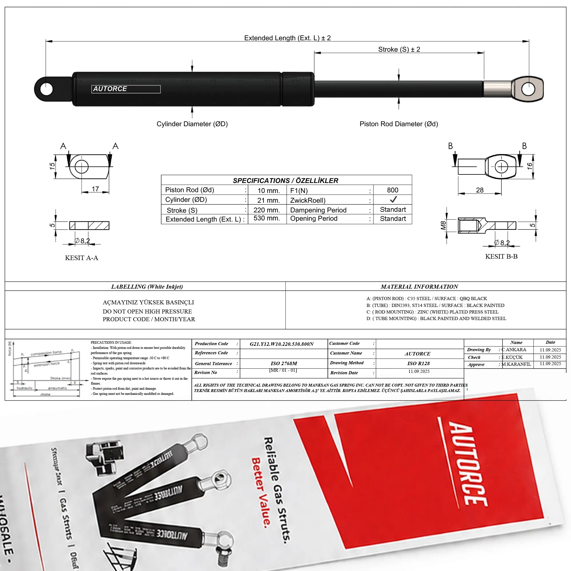 540mm Open Length
Check Your Existing Strut Before Purchase