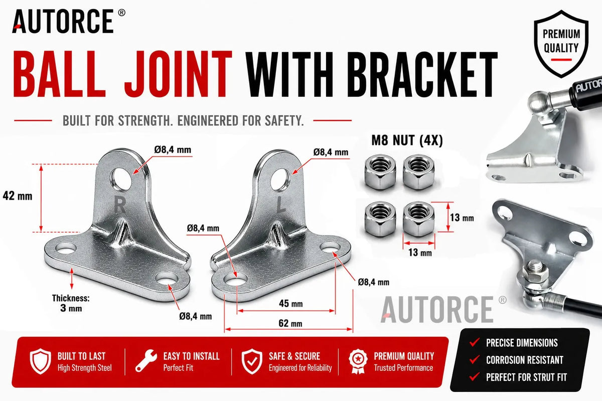 AUTORCE 700N Gas Spring Pair with M6 Ball Joint With Bracket Heads, 450mm Open Length and 185mm Stroke