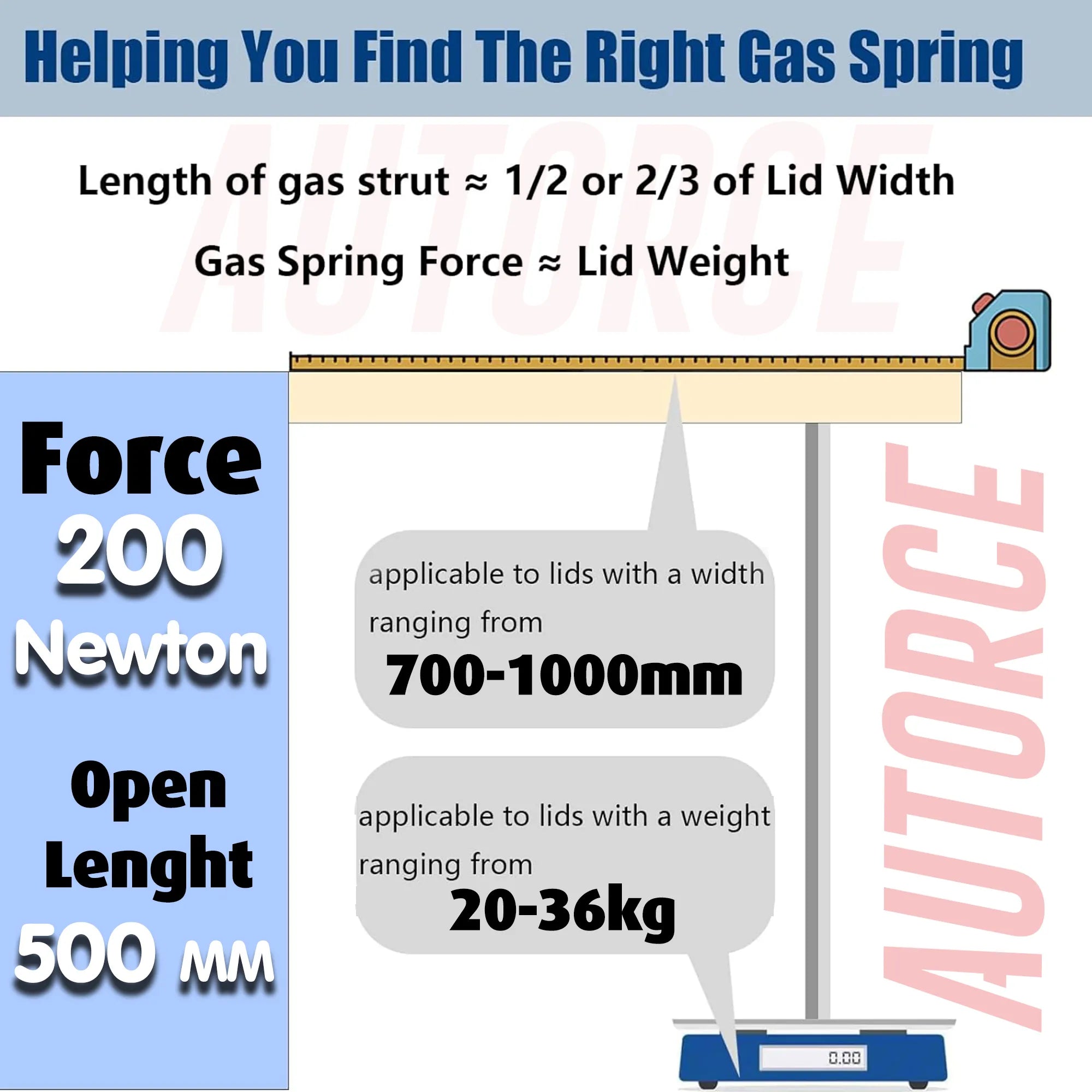 200N Gas Strut Pair – M6 Ball Joint Heads | 500mm Open Length | 210mm Stroke | Heavy Duty Lift Support (Set of 2)