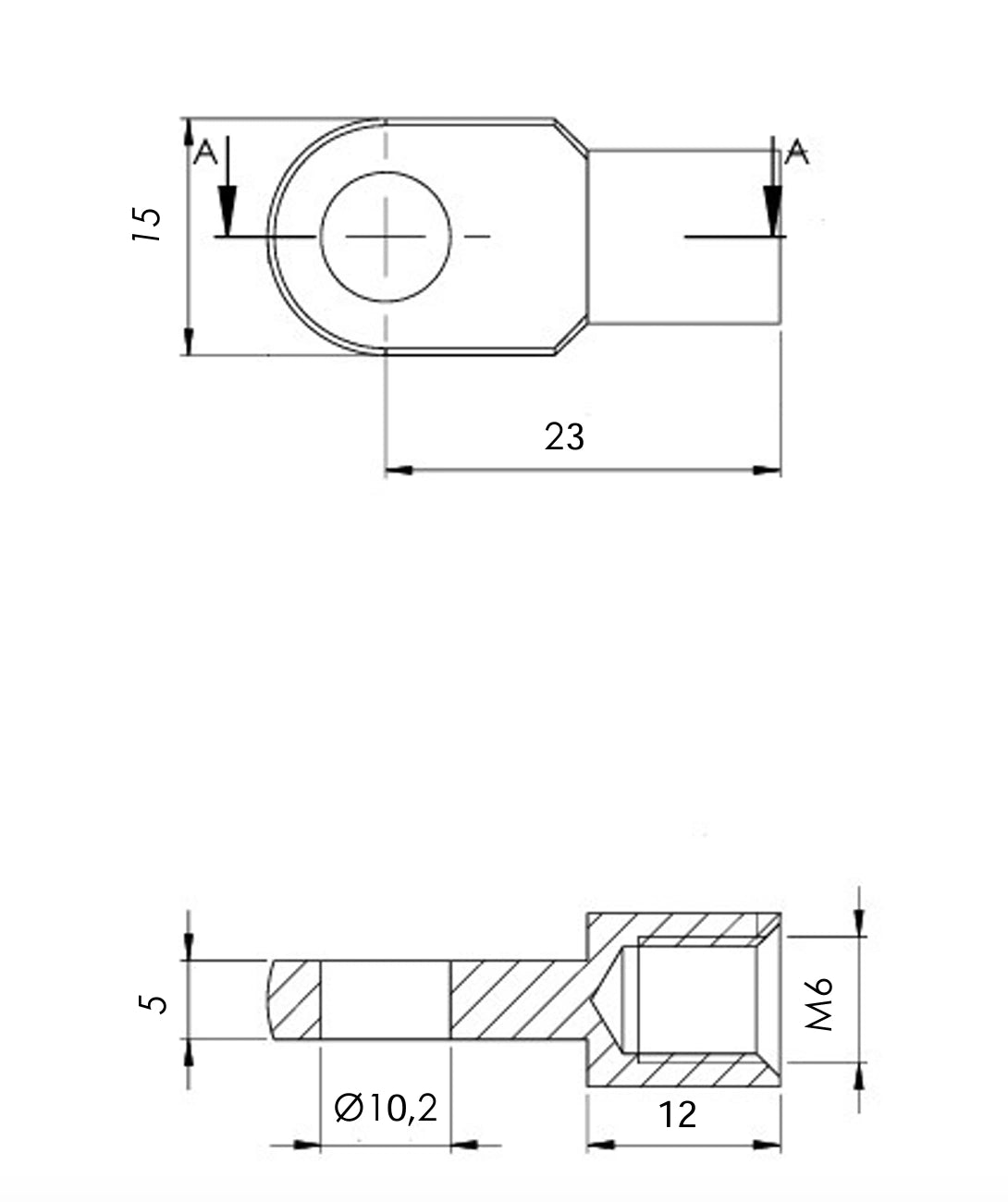 M6/M10 eyelet end fitting dimensions and thread sizes for gas struts