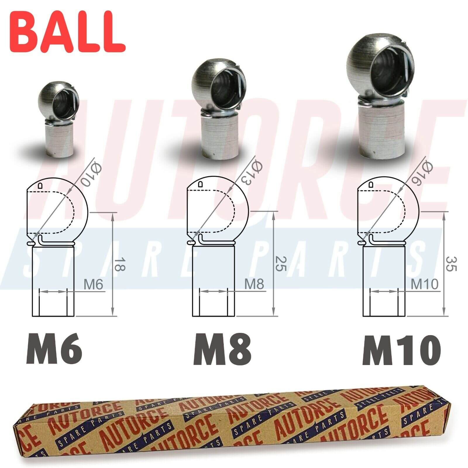 Ball Joint Eyelet Ball Female End Fittings M6 M8 M10 Universal Gas Struts Heads