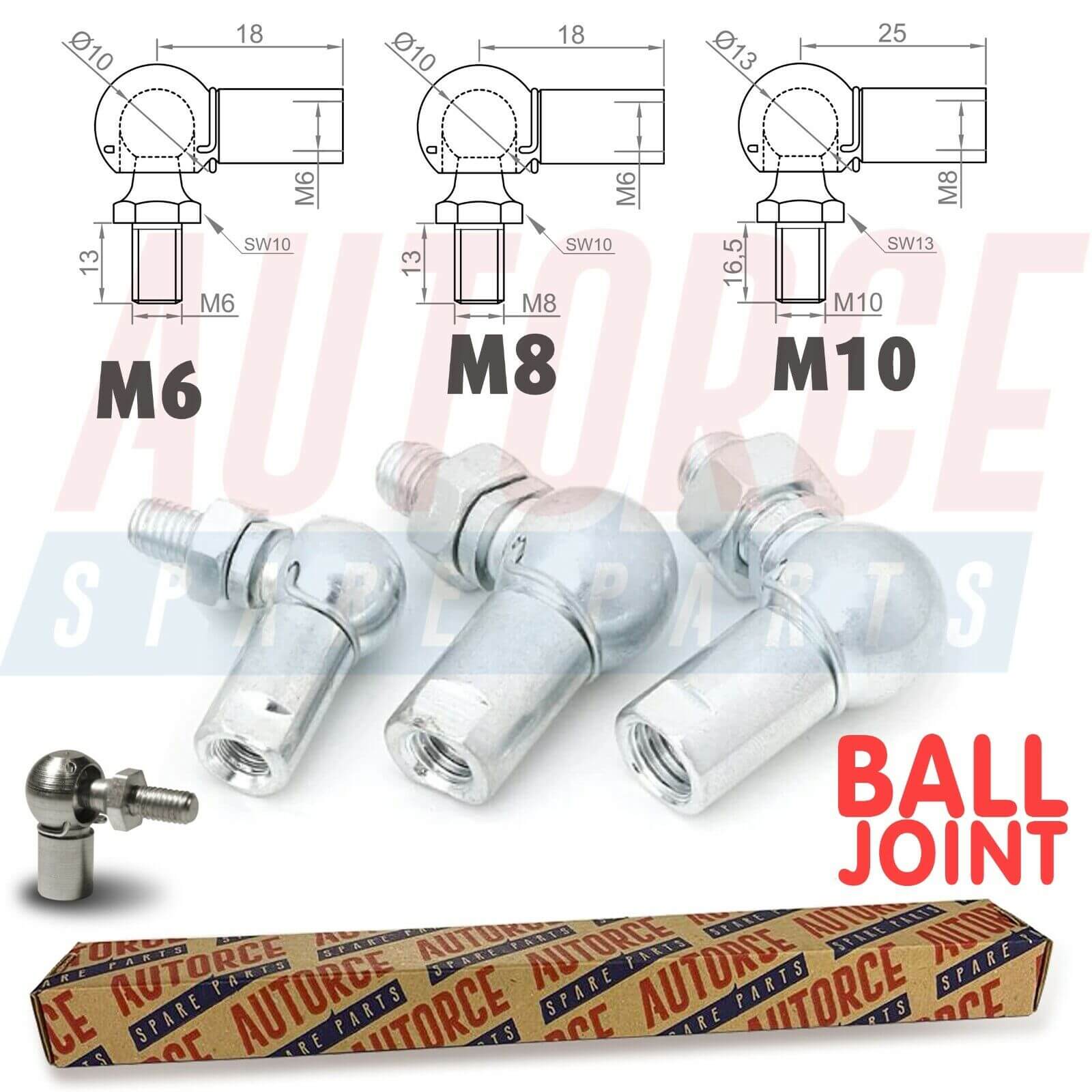 Ball Joint Eyelet Ball Female End Fittings M6 M8 M10 Universal Gas Struts Heads