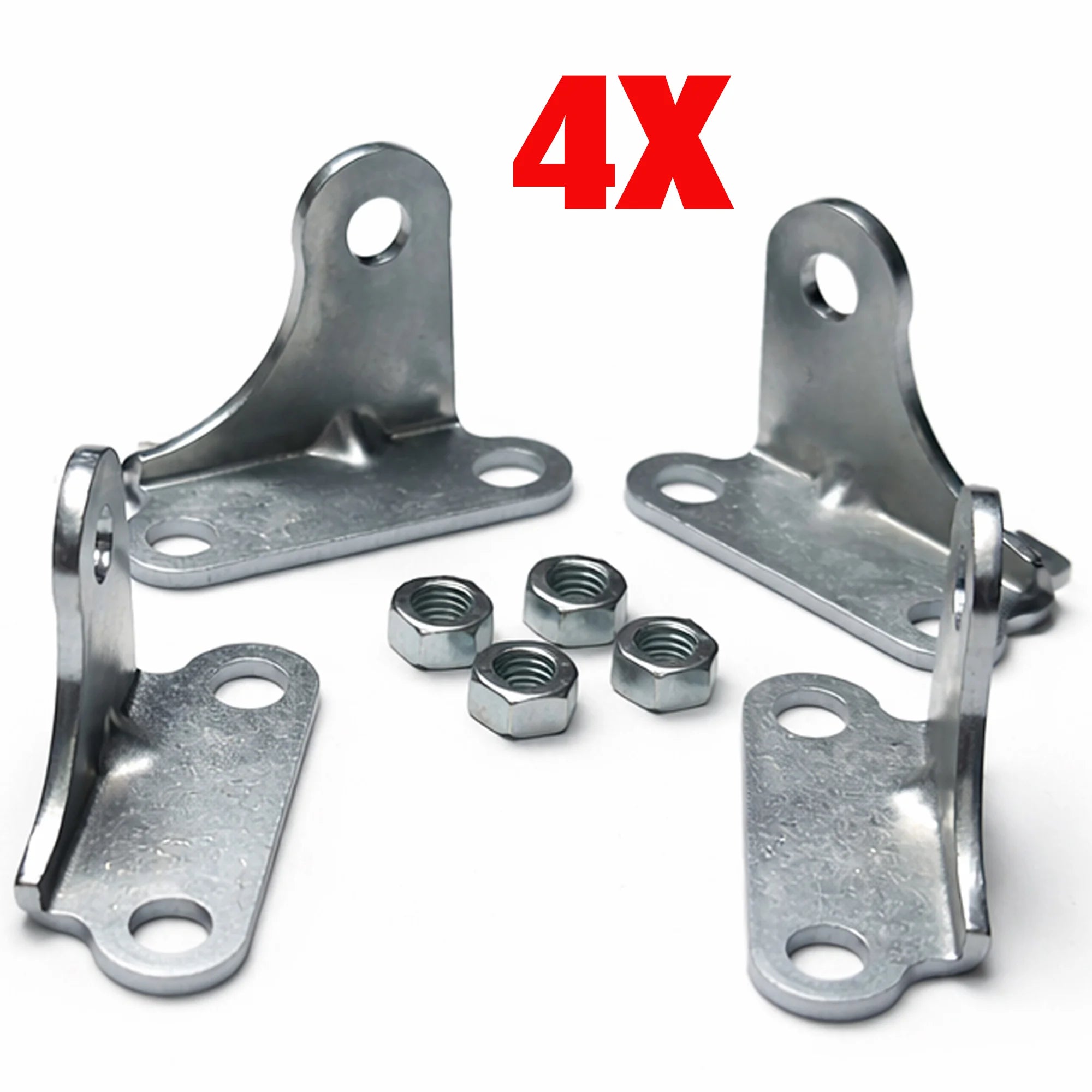 Angled view of heavy duty gas strut ball joint mounting brackets, 4 pack