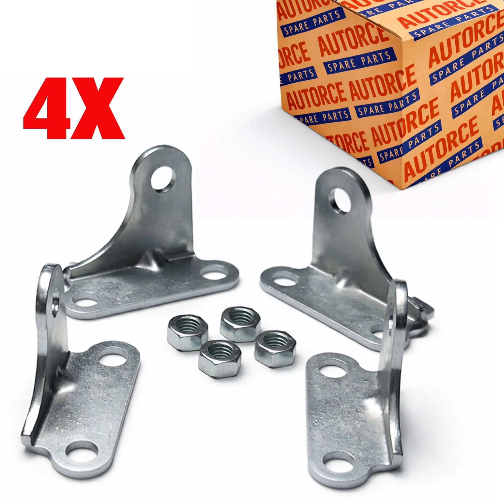 Four identical heavy duty gas strut ball joint mounting brackets with locking nuts, 4 pack