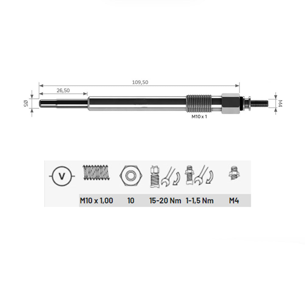 4 Pcs Heater Glow Plugs For Mercedes Sprinter 4-T 412 D 2.9, 4x4 (1996 - 2006) 1500081, ETC8847