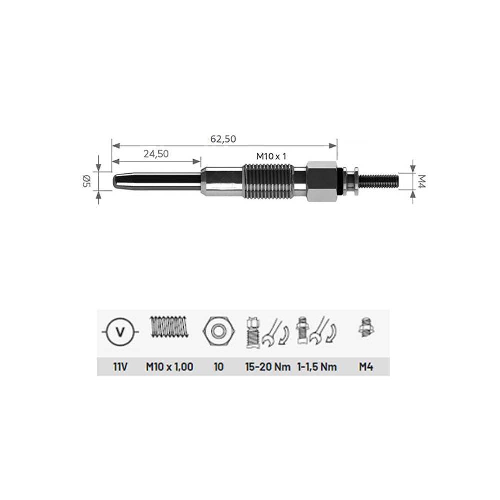 Heater Glow Plugs For FIAT 500316493, 71735462, 7632587, 5960K5 