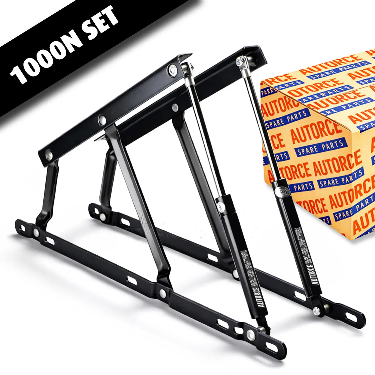 Heavy-duty 1000N bed lift struts with chrome-plated finish for king size ottoman beds