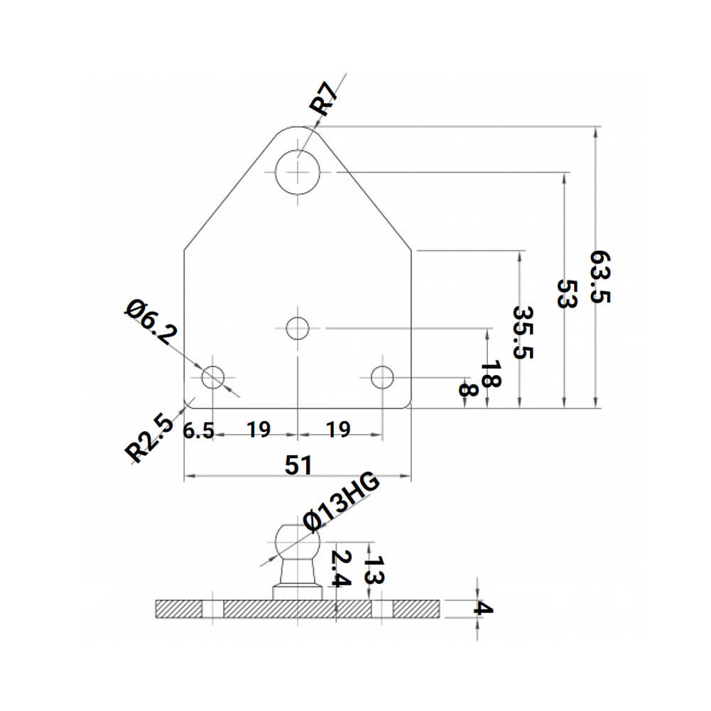 2X M8 Ball I Type Bracket - Gas Spring Lift Support Mounting