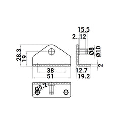 2X M8 Gas Spring Eyelet L Type Bracket - Gas Spring Lift Support Mounting