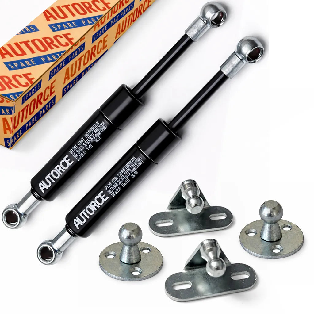 350mm 200N patio storage box gas struts with 10mm ball sockets and 2x L 2x patio brackets