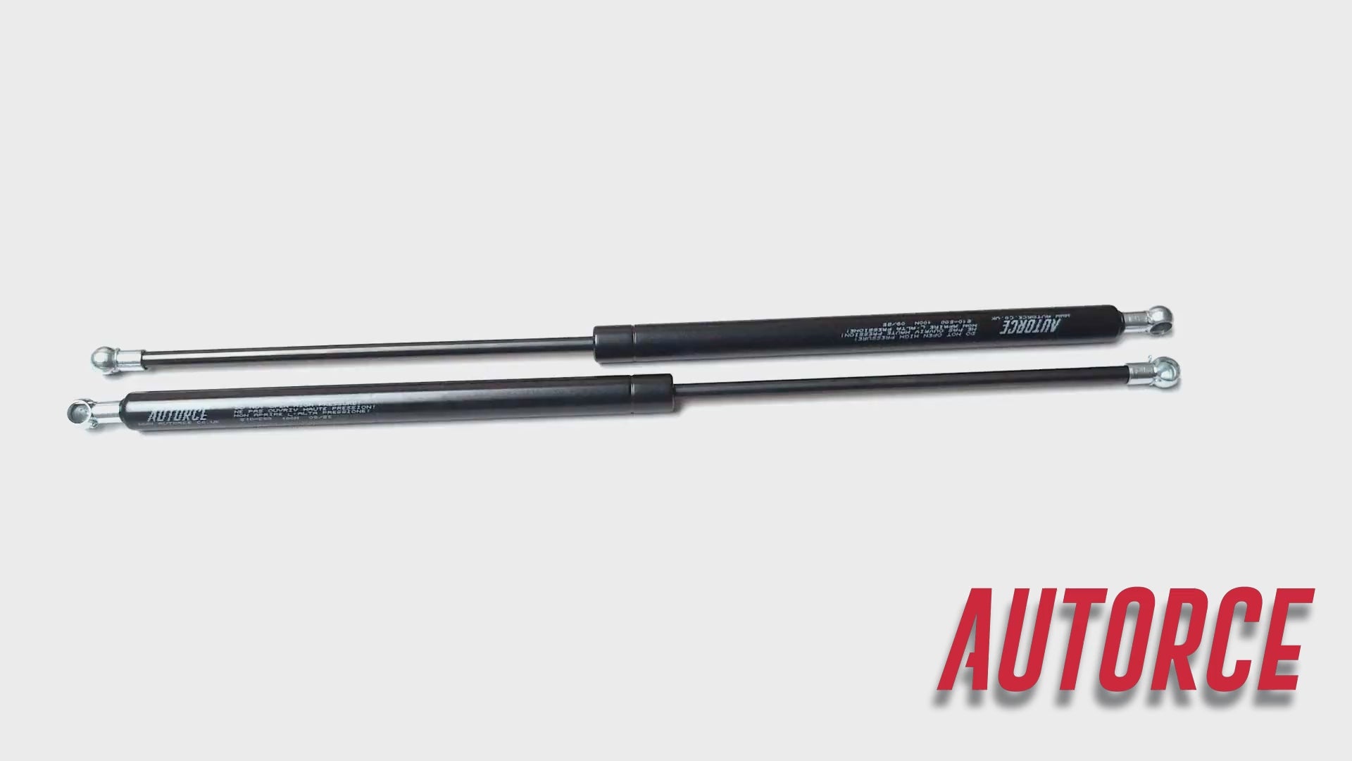 AUTORCE 100N gas strut pair – 500mm open length, 210mm stroke, M6 ball heads – demonstration of installation and smooth lift support for car boot, bed lift and industrial use.
