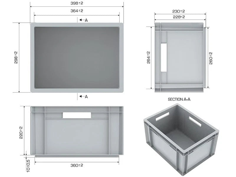 6x 20L Industrial Plastic Storage Euro Crate Box (300x400x230mm) Blue | AUTORCE