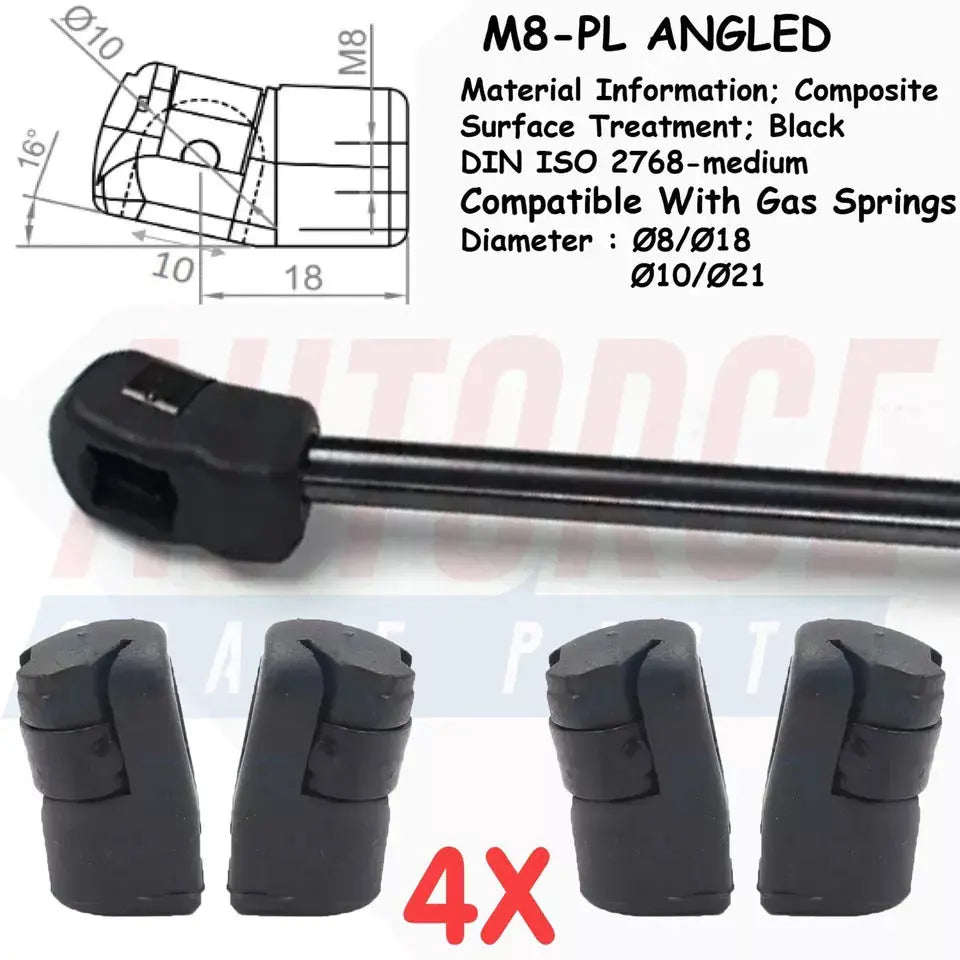 4 Piece Set of M6 M8 M10 Plastic Ball Heads for Gas Struts End Fittings, Boot Bonnet or Universal Gas Lift Plastic Ball Heads