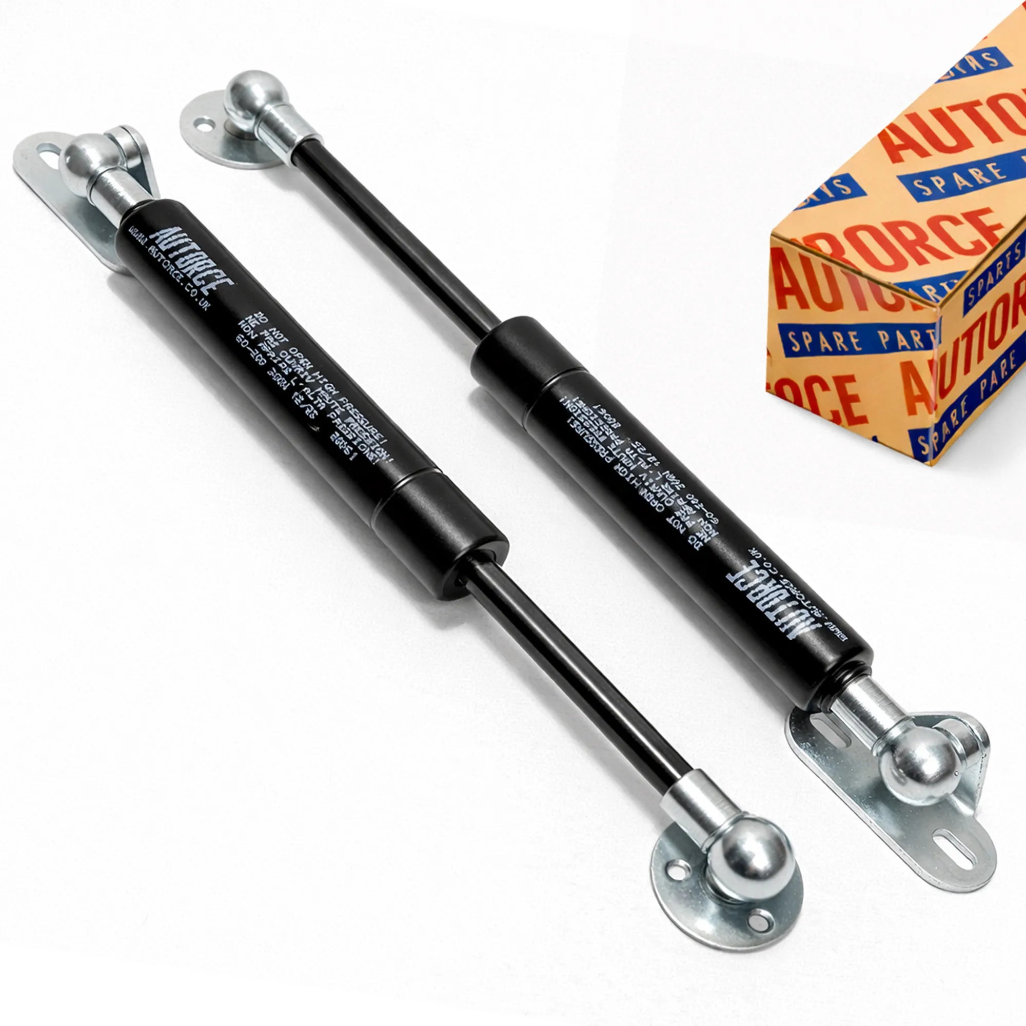 200mm 100N soft close gas struts pair using 10mm ball socket with 2x L brackets and 2x flat mounting brackets designed for toy box lids and storage chest hinges