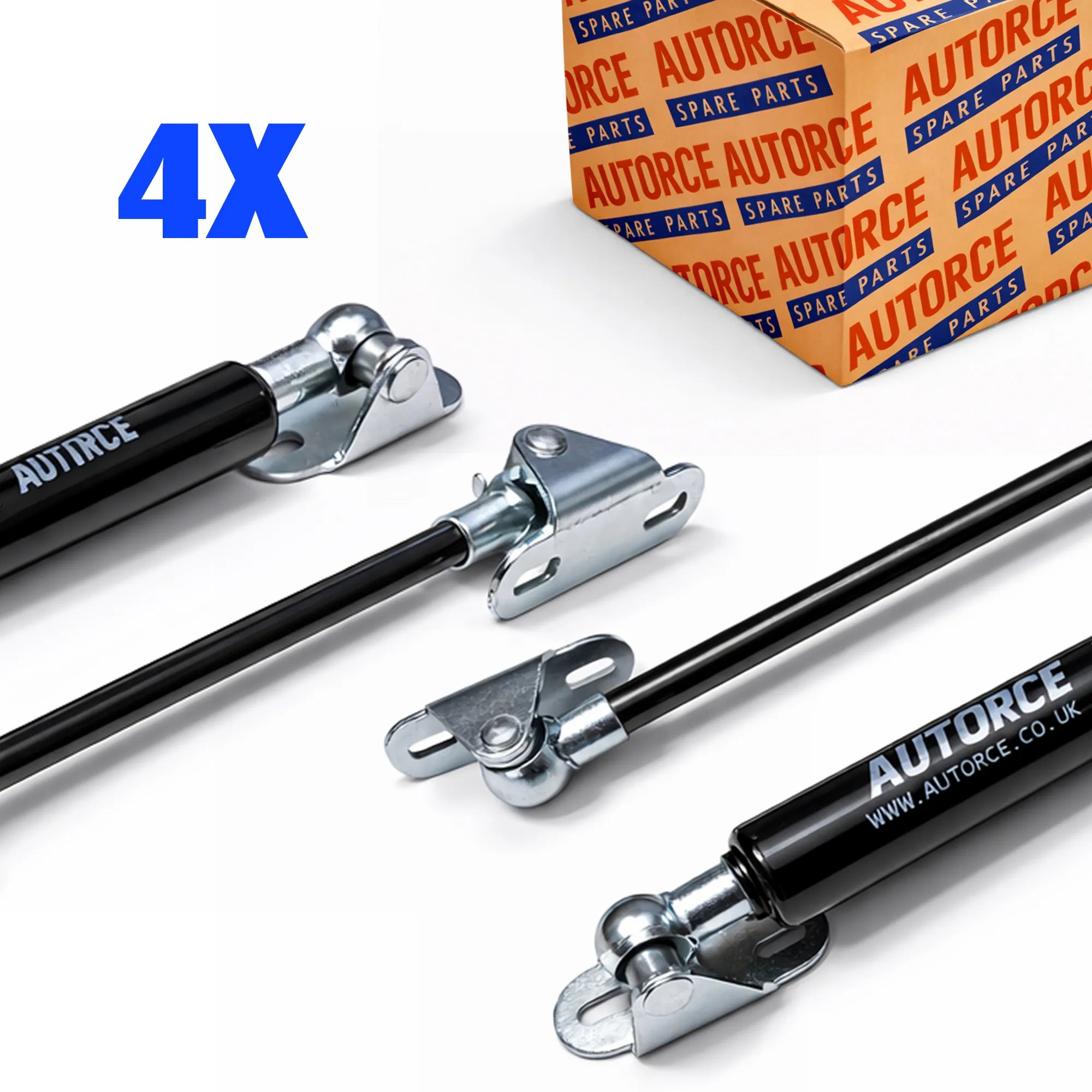 Pair of 300N 350mm soft close lid struts with 10mm ball socket with 4x L mounting brackets providing smooth lift support for storage box lids