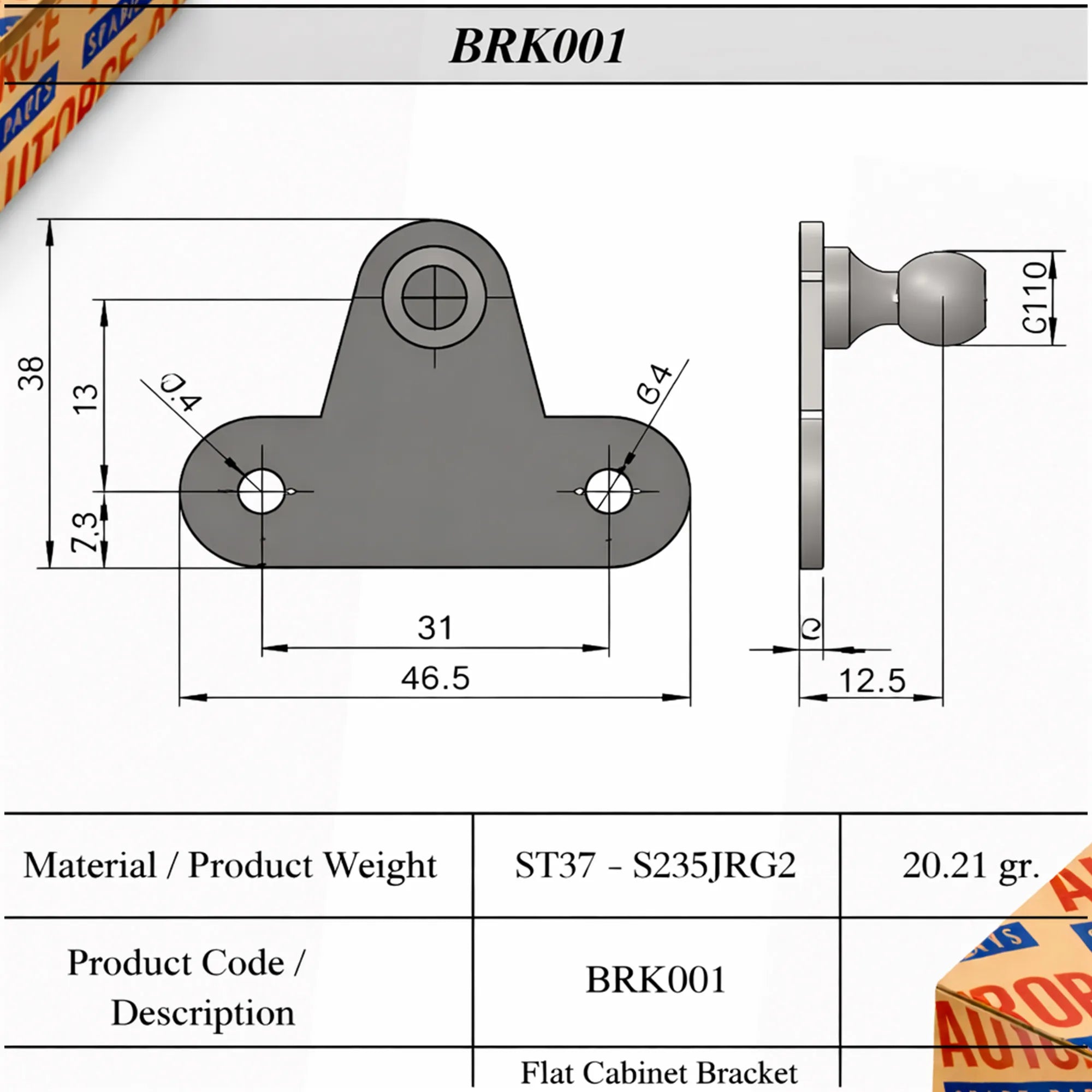 Heavy duty lift support 500mm 500N – smooth lid opening