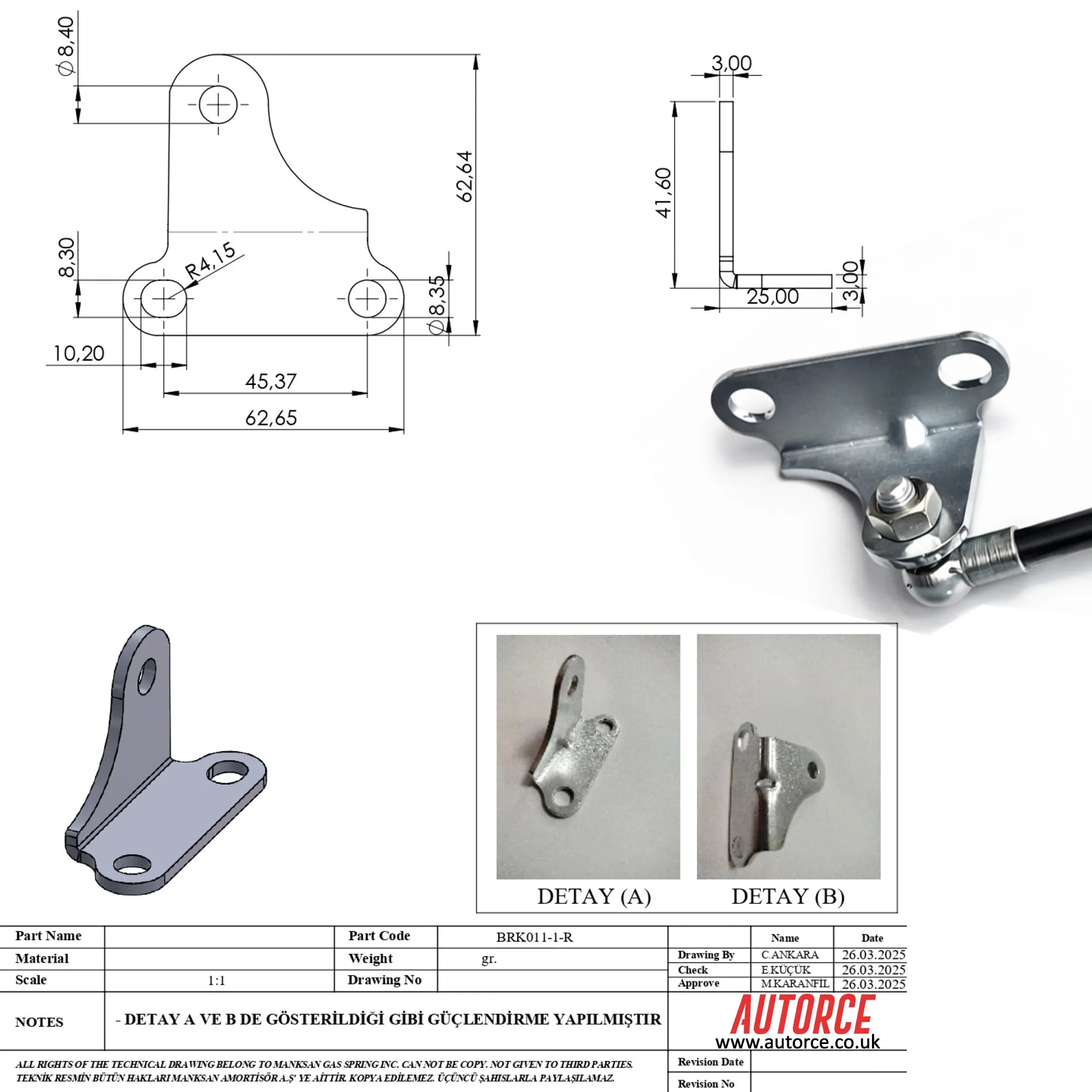 Heavy Duty 500mm 500N Tool Box Lid Support Struts with L Bracket Kit