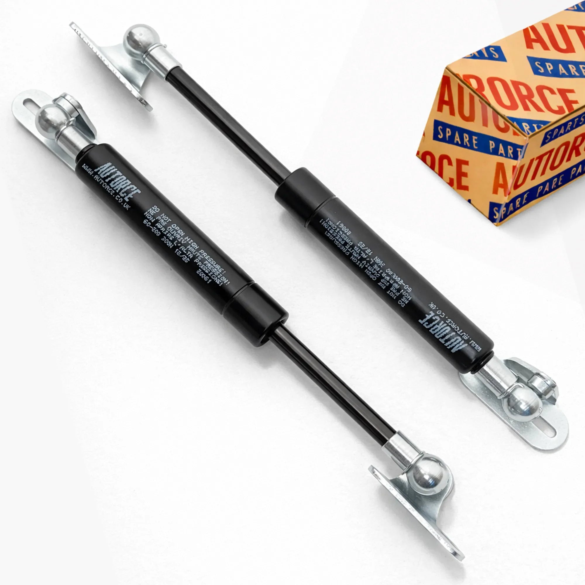 Toy Box Soft Close Gas Struts pair 450mm 300N with 10mm ball socket and 4x L brackets