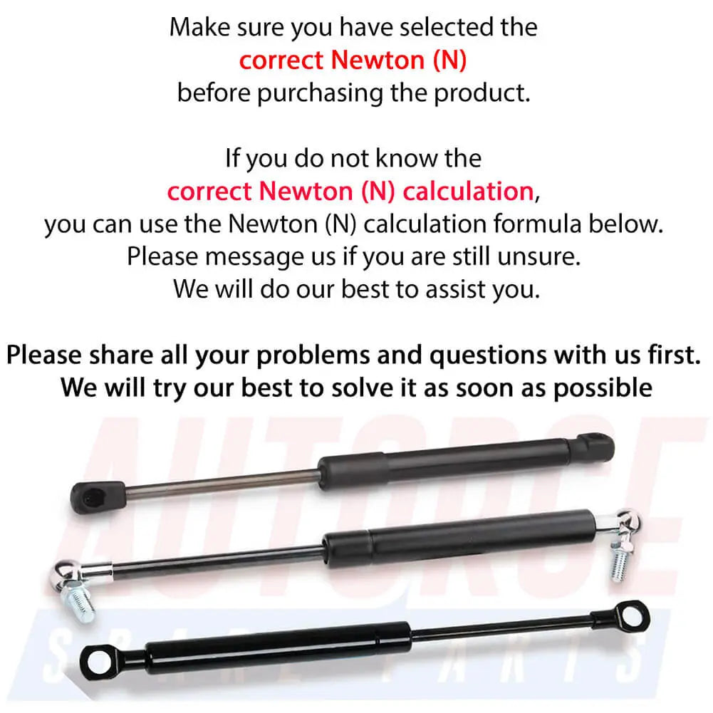 RapidPart Universal Gas Struts – 2-Pack, 150-600N, 200-750mm Length, With Ball Joints – Multi-Purpose