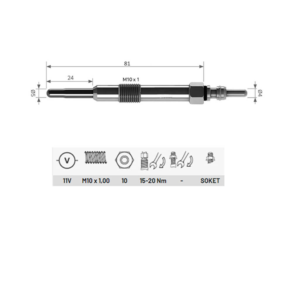 4 Pcs Heater Glow Plugs For Alfa Romeo 145 146 147 156 159 166 (1.9 JTD, 2.4 JTD, 1.9 JTDM 8V) 46754154, 60816139