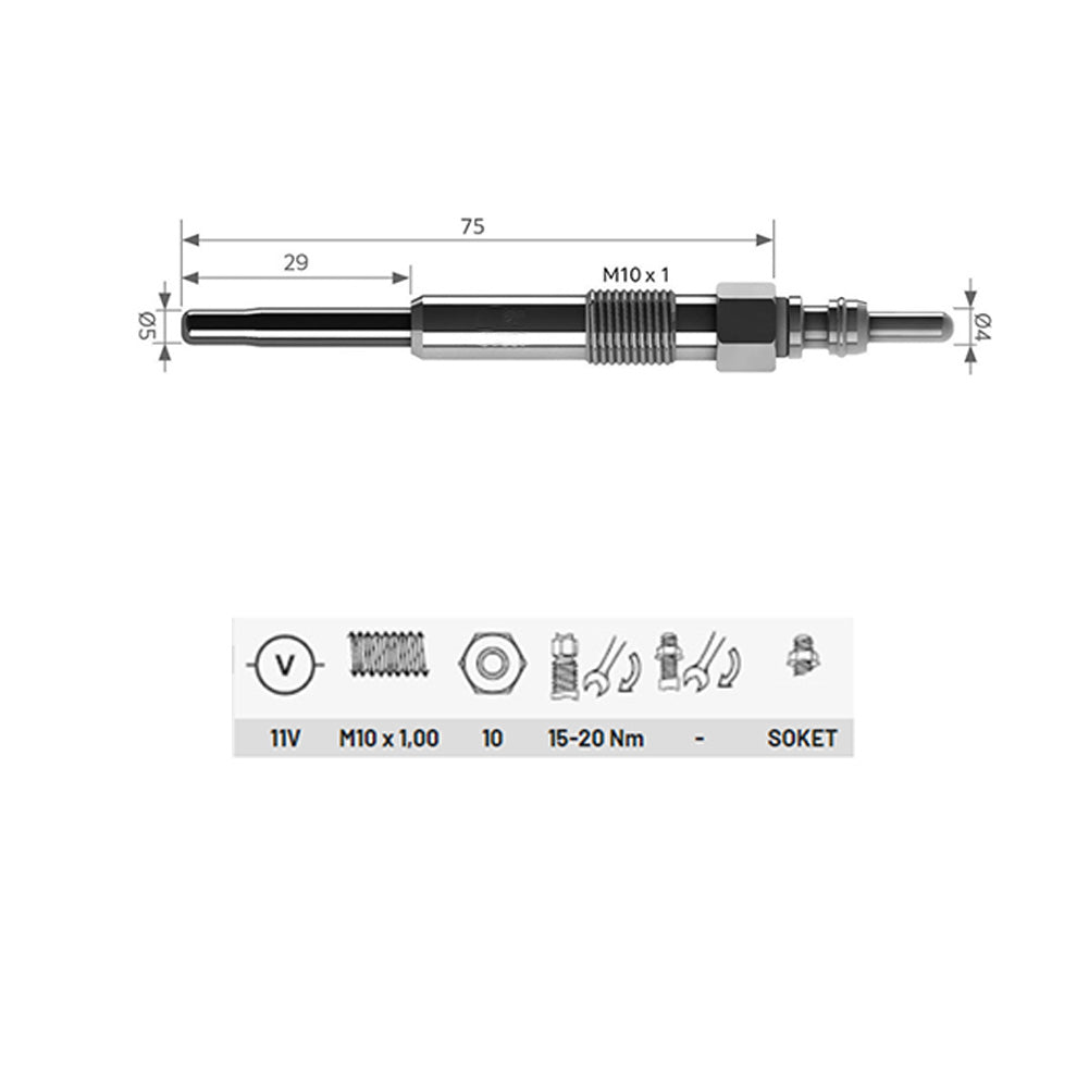 4 Pcs Heater Glow Plugs For Alfa Romeo 155, 164 2.5 TD (1993 - 1998) 60617002, 71735465, 606517002, N10579201